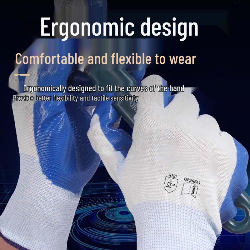 Langxi Blue Nitrile Work Gloves