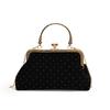 Polka Dot Ladies Evening Clutch Purse Clip Closure Retro Female Handbag  Dinner Party