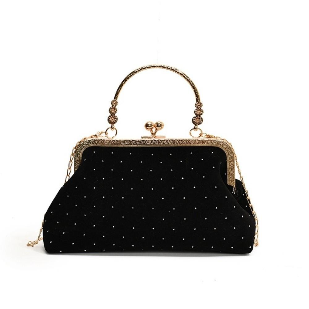 Polka Dot Ladies Evening Clutch Purse Clip Closure Retro Female Handbag Dinner Party