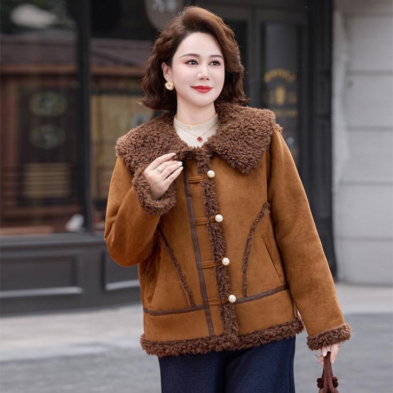 Mom Winter Clothing Fur Integrated Jacket Warm New Middle-aged Women's Clothing Fashion Thickened Thermal Top Women