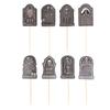 8pcs Festival Halloween Tombstone Cupcake Toppers Paper Tombstone Cake Insert Card  Ghost Festival