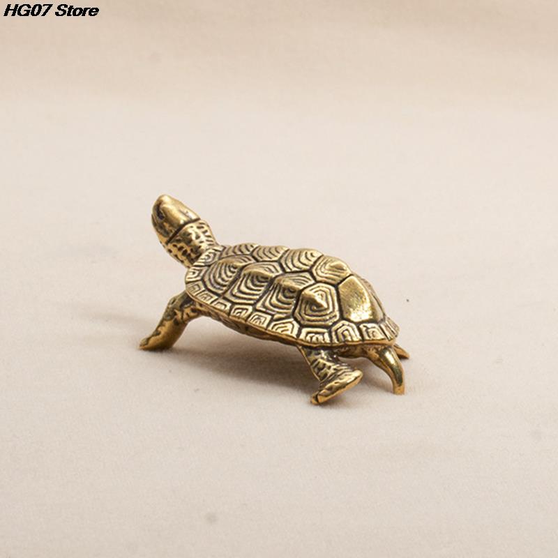 1PC Retro Brass Tortoise Statue Desktop Ornaments Solid Copper Turtle Figurines Decorative Simulation Ornament