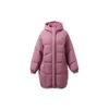 Li Ning Logo Print Mid-Length Hooded Down Jacket Women Outerwear Blackcurrant AYMR048-3