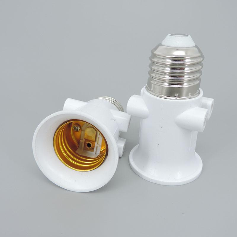 AC 100-240V E27 To E27 2-pin EU Plug LED Bulb Lamp Adapter Lighting ABS Holder Base Connector Screw Light Socket Conversion 4A P