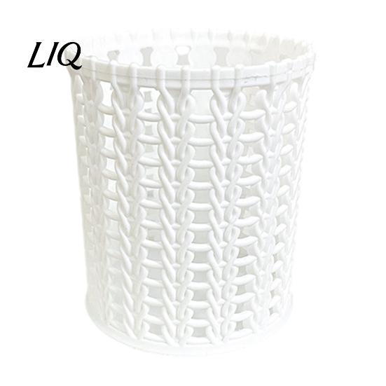 Pencil And Gadget Holder Imitation Rattan Pen Holder, Round Hollow Desk Organizer, Large Capacity Moisture-proof Cup for Pens Pencils Makeup Brushes,