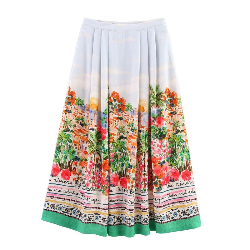 

Kaslead New Women clothes Western Style Print Cape Style High Waist Temperament Midi Dress 3787348 330 Flower color L