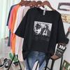 Hirsionsan Punk Short Sleeve Women T Shirt 2020 New Summer Gothic Graphic Tees Streetwear Soft Letter Printed Ladies Cool Tops