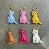 Head Layer Cowhide Cat Keychain Luggage Pendant Girls Bag Decoration Personalized Creative Gift