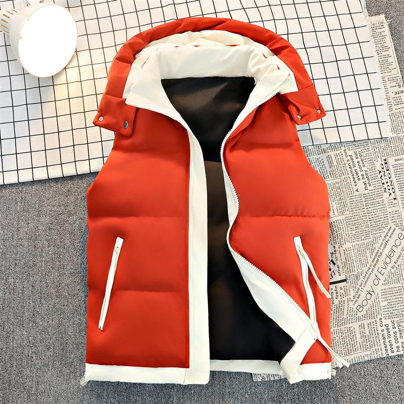 Autumn and winter cotton vest men's Korean version trendy hooded vest thickened warm teen coat men