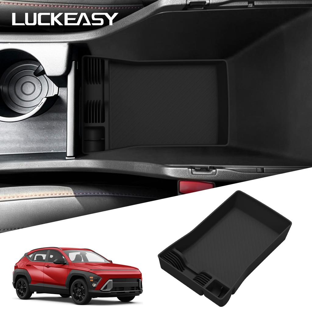 LUCKEASY for Hyundai Kona 2025 2026 Car Storage Box Interior Accessories Central Control Armrest Box Bottom Storage Case Tray