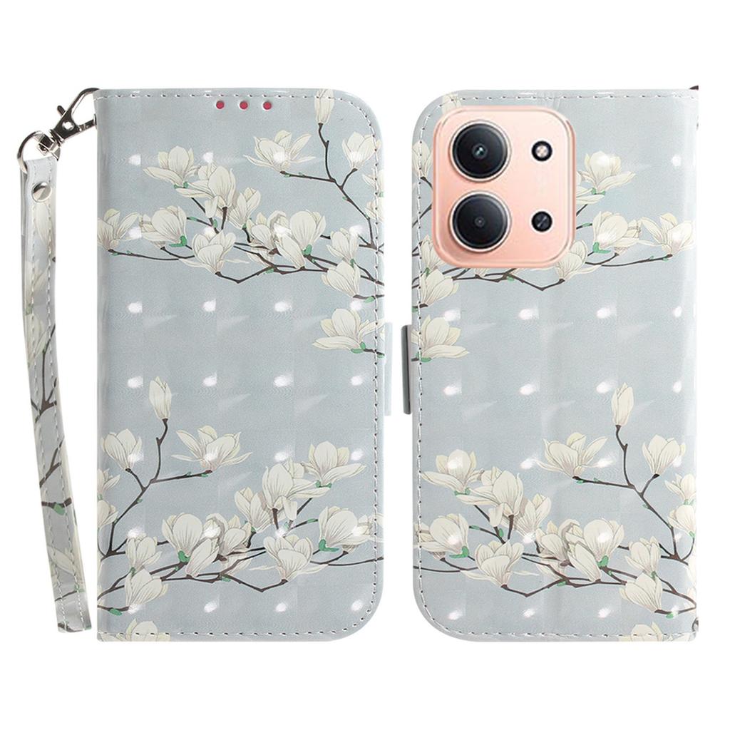 Für Xiaomi Redmi 15C 5G (EU) (173 mm)/15C 4G (EU) (173 mm) Handyhülle mit Musterdruck, Leder-Geldbörse, Handyhülle mit Handschlaufe