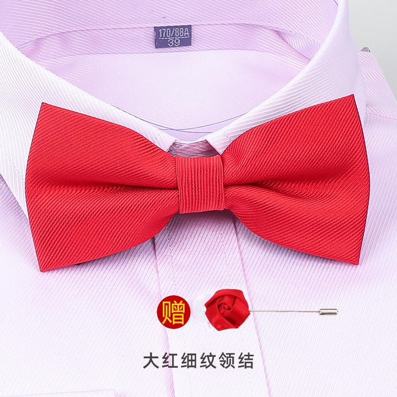 Men'S Korean Banquet Groom Wedding Best Man British Bow Tie Brooch Set Burgundy Bow Red Bow Tie