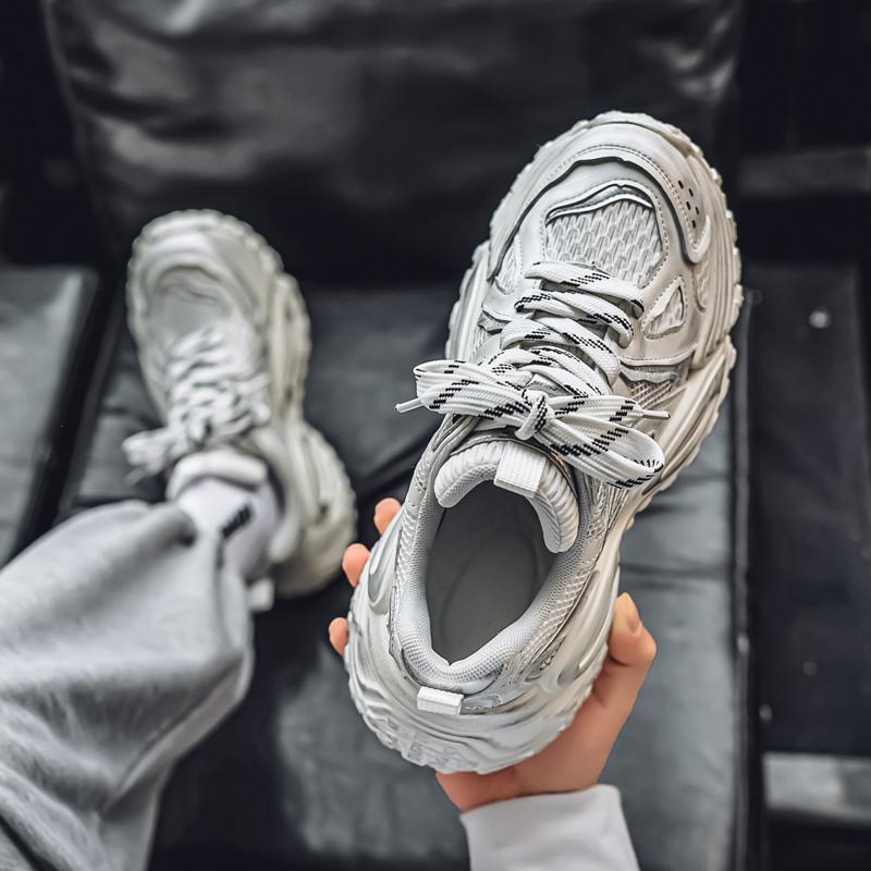 

Summer breathable mesh retro heightening large size dad shoes niche sports and leisure trendy shoes 39 белый