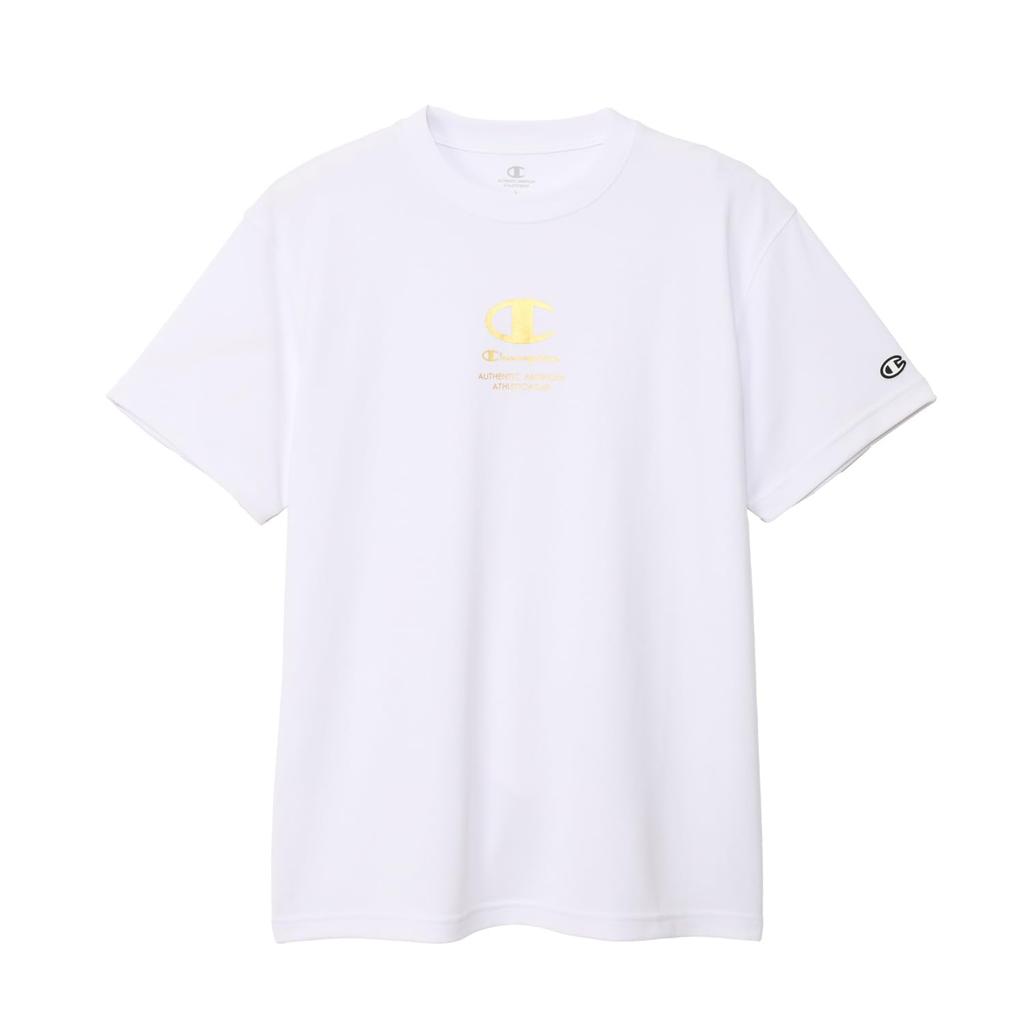 Champion Short Sleeve Crew Odor Script Rubber Men's T-Shirt, White, Neck, Antibacterial, Resistant, Breathable, Quick-Drying, Logo, Print, C3-BV305