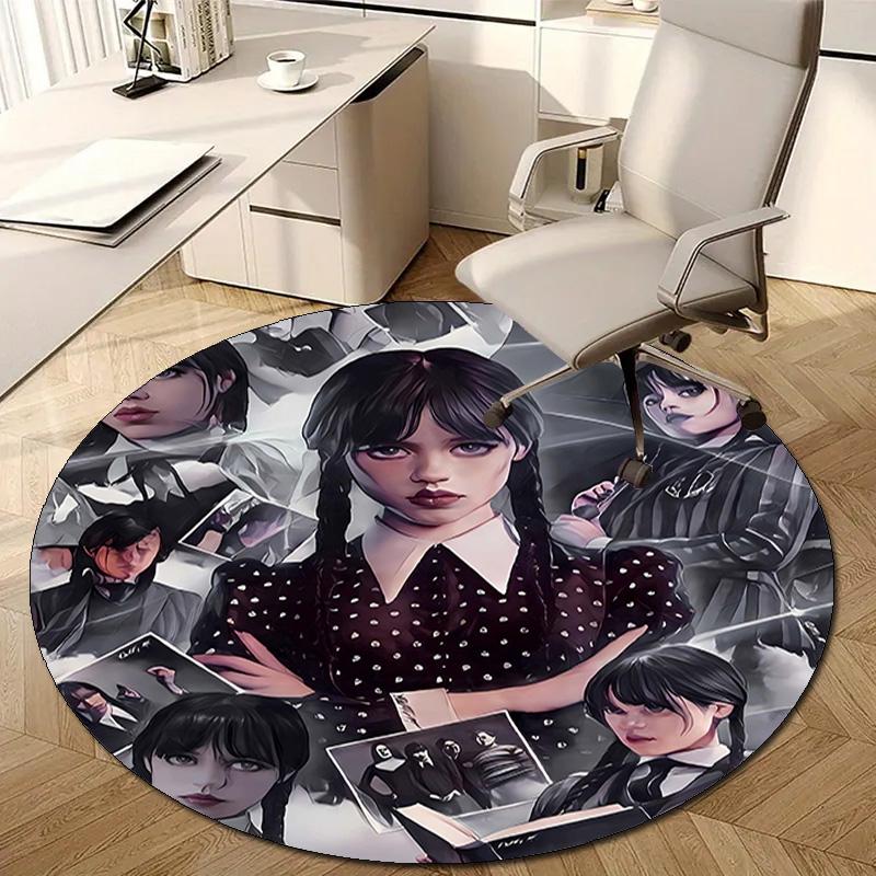 1pc Addams Family Wednesday2 Design Printed Area Round Carpet for Bedroom Living Room Home Decor Rugs Mat Non Slip Mat Rug for Bedside
