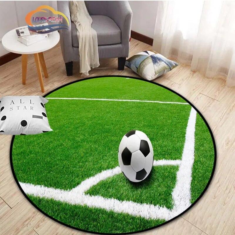 Εικόνες ποδοσφαίρου χαλί κινουμένων σχεδίων ποδοσφαίρου διακόσμηση σαλονιού στρογγυλή καρέκλα κρεβατιού χαλάκι σπίτι πόρτα εισόδου παιδιά