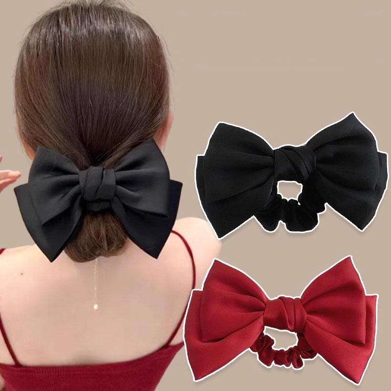 New Korean Satin Big Bow Hair Rope Girl's Sweet and Versatile Large Hair Ring Head Rope Hair Rubber Band Ornament Headwear Gifts
