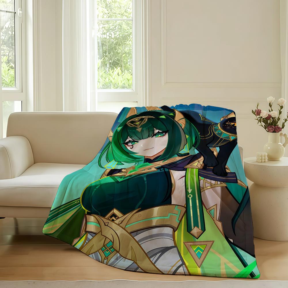 Game Genshin Nefer Blanket For Sofa Office Bed Plane Travel Sleep Read Relax Camping Soft And Warm