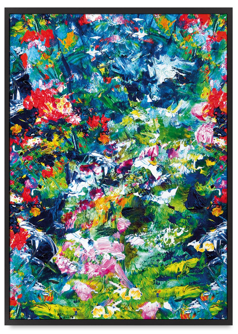 

Plakat abstrakcja malarska w czarnej ramie 21x30 cm