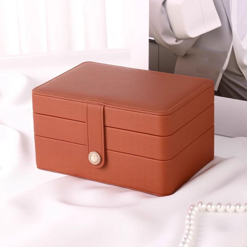 PU Jewelry Packing Bag Multilayer Square Jewelry Box Simple Jewelry Storage Case  Travel