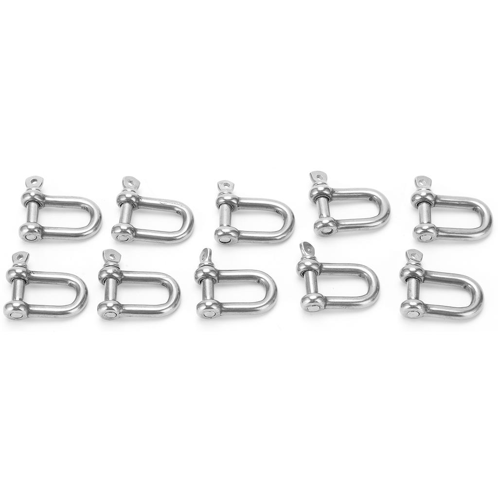 10Pcs M5 Straight D Shackle Stainless Steel D Type Rigging Chain Shackle Hook Sling Screw