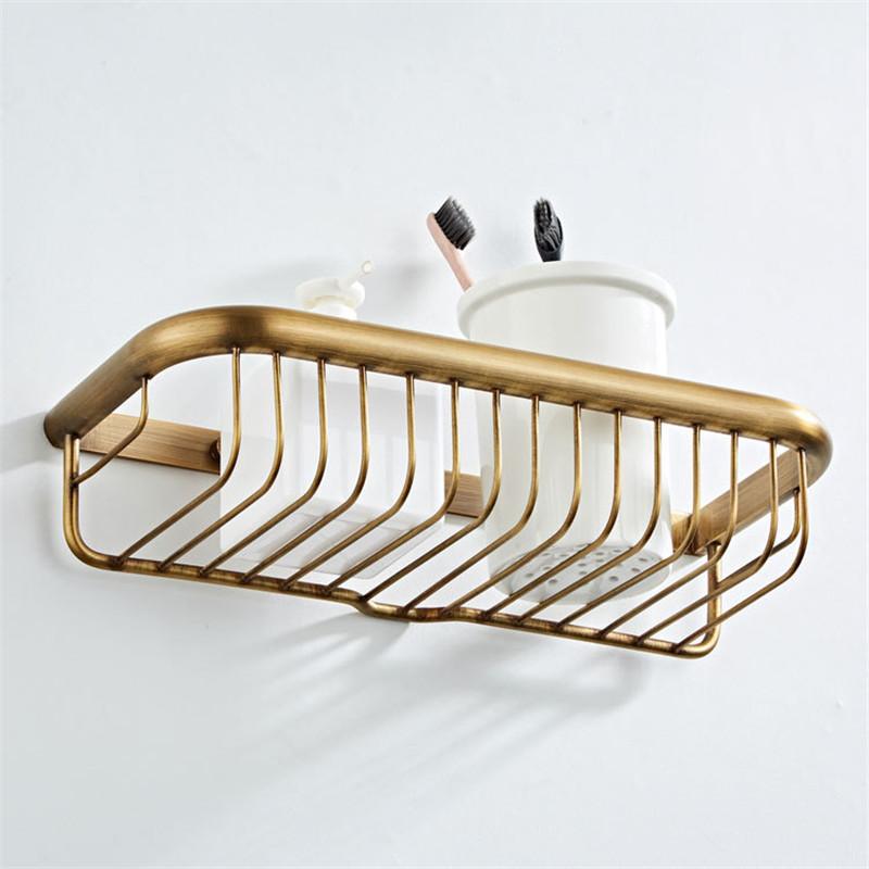 Antikes Badezimmerregal Wandmontierter Badezimmer-Aufbewahrungshalter Ständer Messing Bad Duschregal Bad Shampoo Halter Eckregal