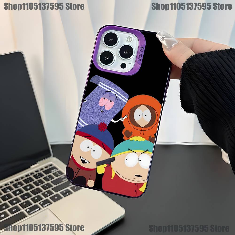 Cartoon Funny S-South-P-Park Phone Case For iPhone 17,16,15,14,13,12,11,Mini,Pro,E,SE4,XS,MAX Purple Candy Matte Cover