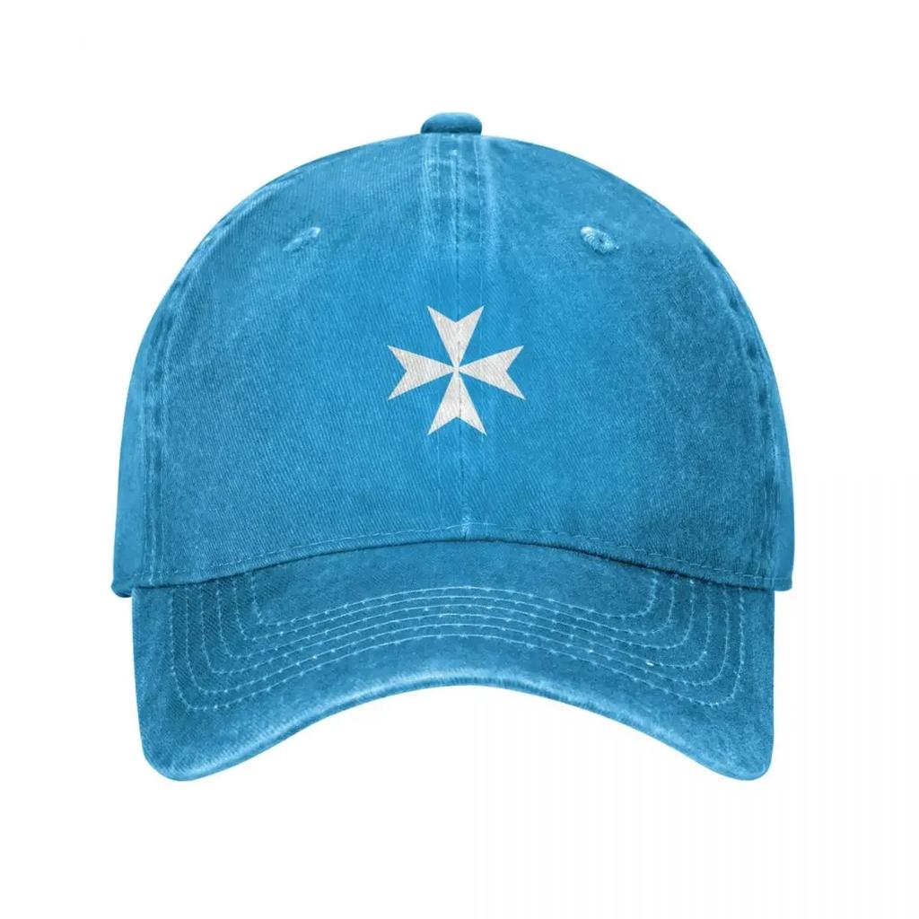 CROSS MALTA Cruz Maltesa Amalfi Cruz Maltesa Caballeros Hospitalarios BLANCO sobre NEGRO Gorra de Béisbol Sombrero de Lujo Unisex Mujeres