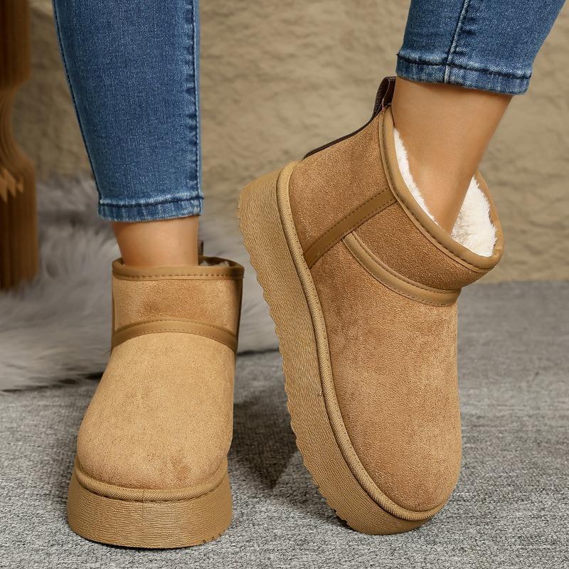 Winter new big-headed snow boots thick-soled velvet thickened bread cotton shoes women's warm short boots