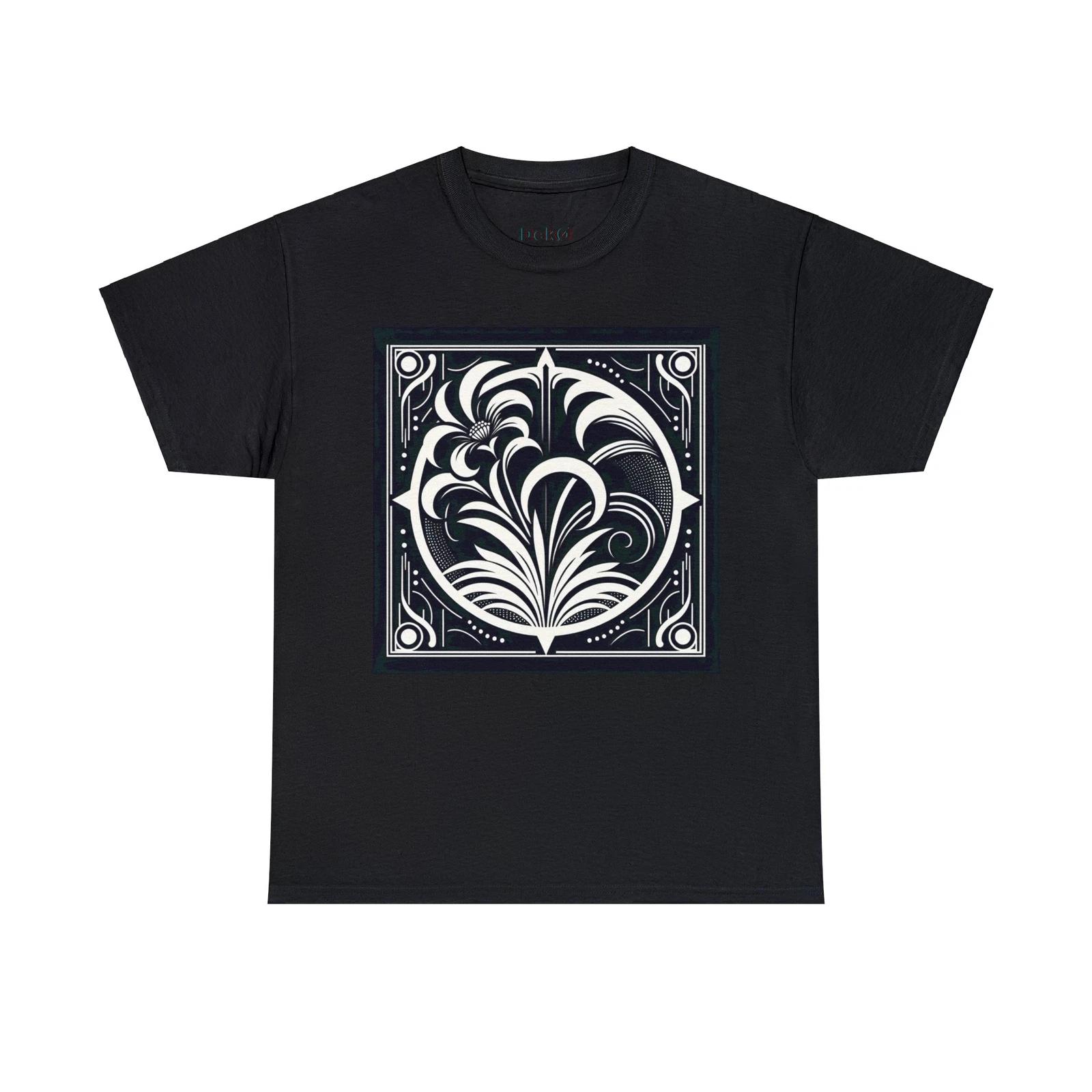 

Unisex Adult T Shirt Art Deco Retro Floral Vibes Geometric Black White Classy 3XL