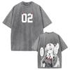 Zero Two DARLING In the FRANXX T Shirt Manga Vintage Washed T-shirt Men Women Clothing Short Sleeve 100% Cotton Tee Streetwear