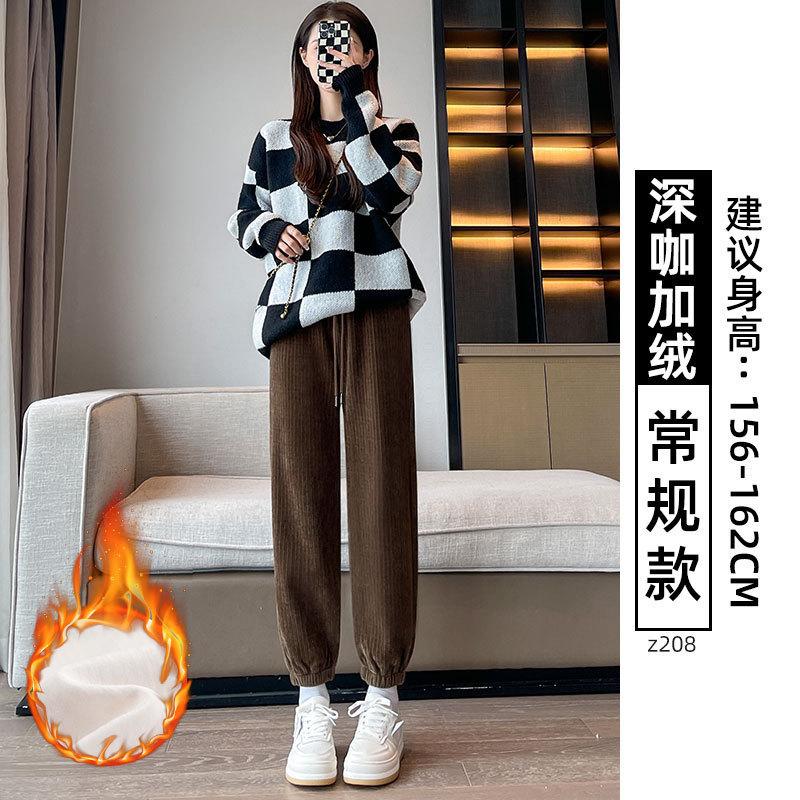 Corduroy pants women's autumn and winter new corset pants Harlan sweatpants casual fleece thickened sweatpants