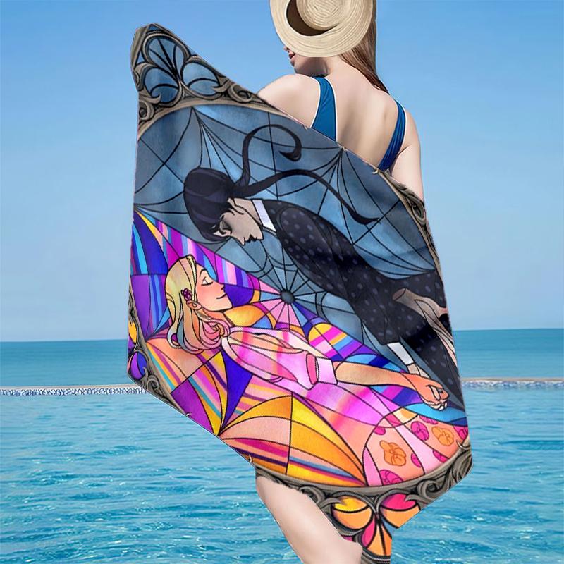 Stained Glass Gothic Romance Beach Towel, Super Soft Microfiber, Gift for Her/Him, Birthday, for Pool, Beach, Travel, Home Decor Fan Gifts