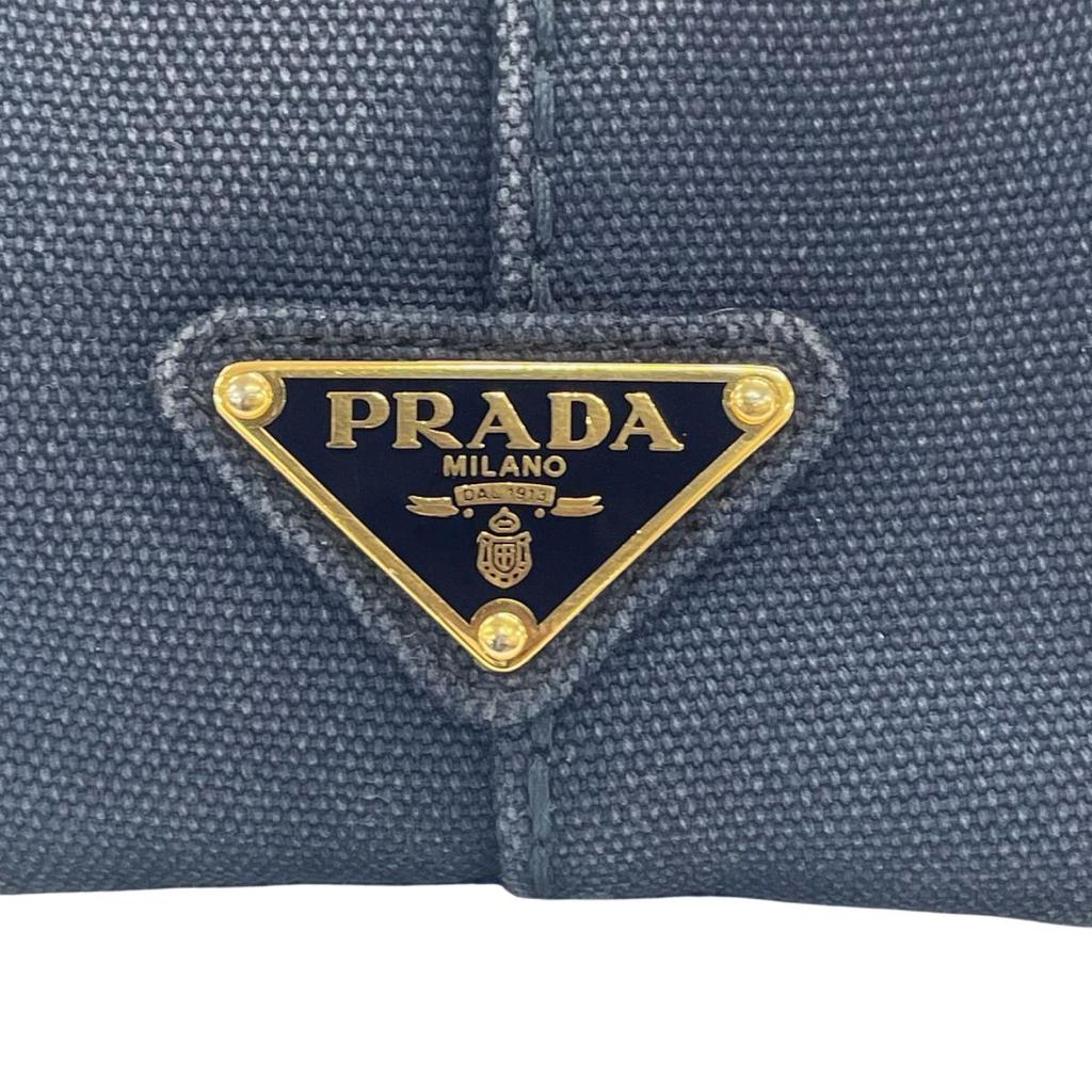 PRADA canvas Canapa Tote Bag denim blue Women Used