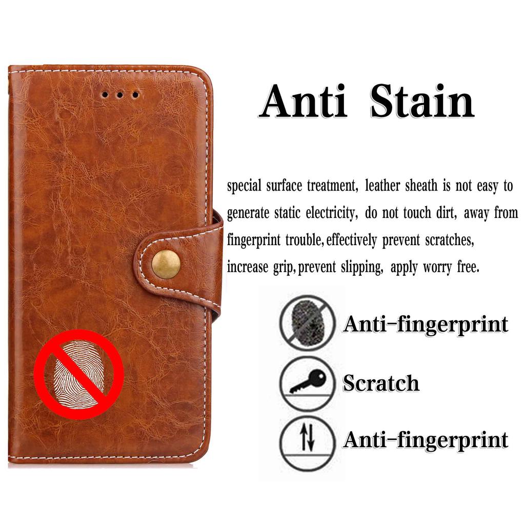 Buy Oil Hand Touch Leather Wallet Phone Case with Card Holder Hand Strap Flip Cover For iPhone
