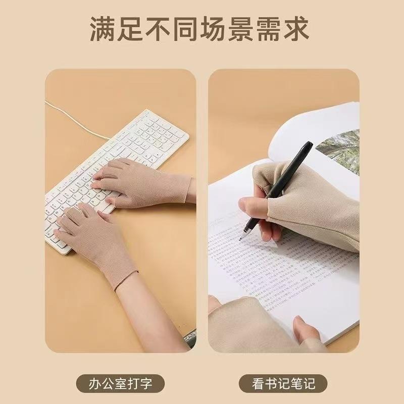Autumn and Winter Warm Writing German Velvet Self-heating Fashion Autumn and Winter Half-finger Gloves Student Version Gloves Warm and Cold-proof