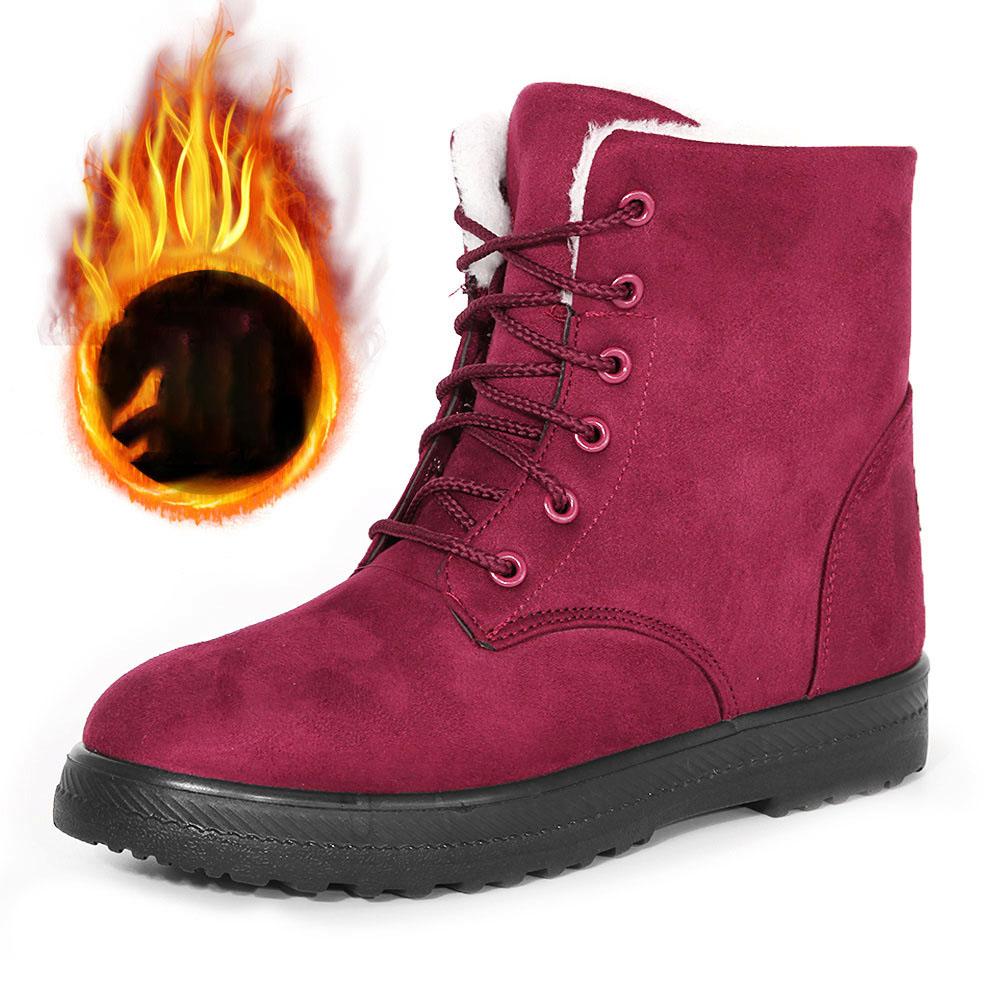 Women's Winter Boots Low Heels Women Boots With Fur Warm Winter Shoes Women Snow Boots Ankle Botas Mujer Winter Footwear Female