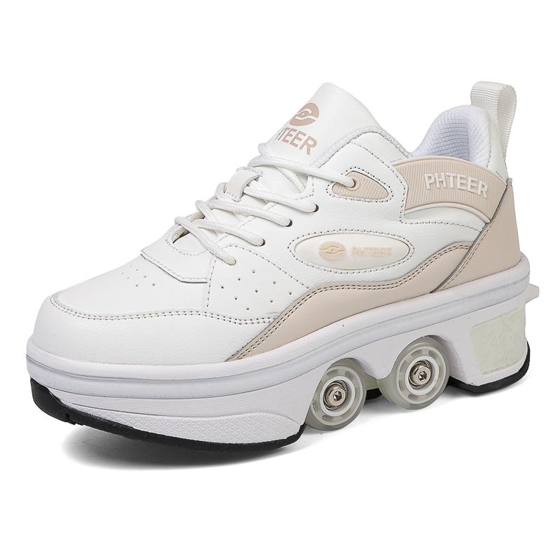 33-42 Kids/ Mens Four Wheels Sneakers with On Double Wheels Roller Sneakers Deformation Roller Skate Shoes for Girls