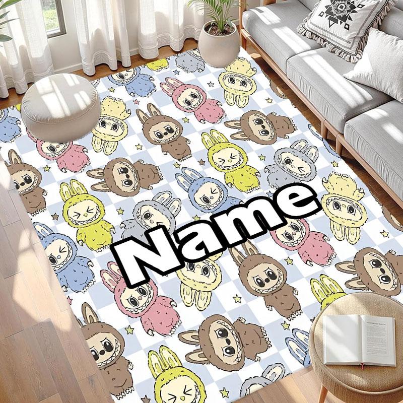 Custom Name Personalized Labubu Print Carpet, Versatile Home Decor Rug, for Playroom, Apartment, Balcony, Entryway, Hallway Gift