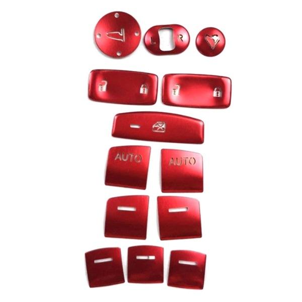 13 Stück Rote Fensterheber-Schalterknopf-Abdeckung Aufkleber für Honda Civic 11. Generation