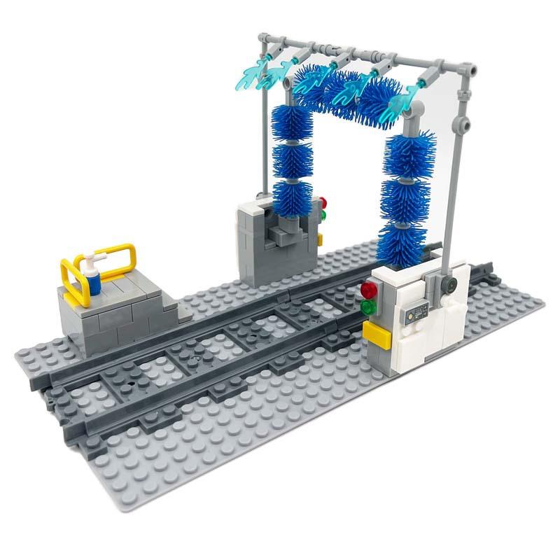 Train Track Cleaning Scene Diy Building Blocks Set - Small Particle Moc Creative Assembly Toy For Kids Gift