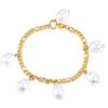 European & American Style Figaro Chain Imitation Pearl Gold-Plated 316L Stainless Steel Bracelet