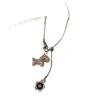 Zircon Pony Flower Pendant Necklace - Cold Style Sweater Chain Jewelry