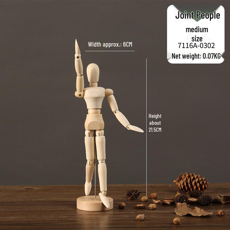 Nordic Style Handmade Wooden Jointed Model Figure Ornament