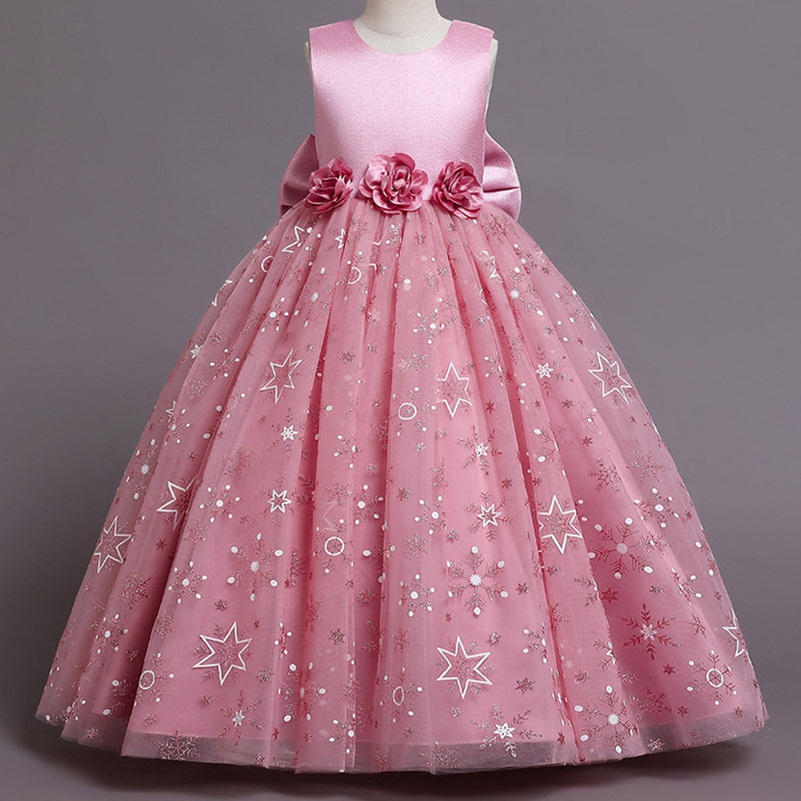Middle And Large Children s Dress, Summer Dress, Girl s Princess Dress 130 розовый