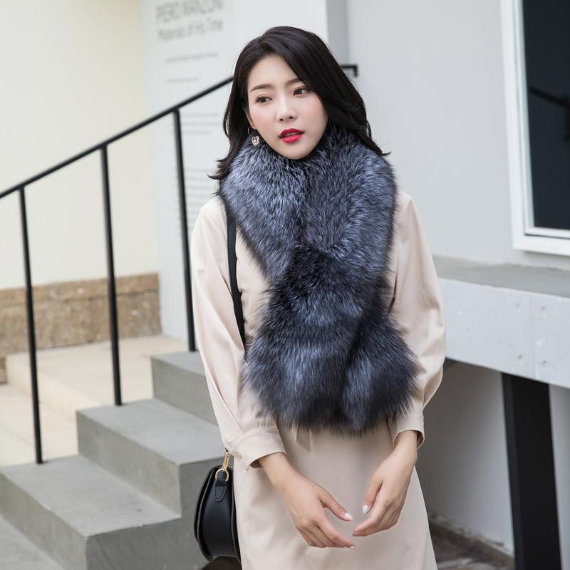 New Winter Lady Natural Luxury Real Fox Fur Scarf Shawl Full Pelt Warm Soft 100% Genuine Fox Fur Scarves Women Real Fur Muffler