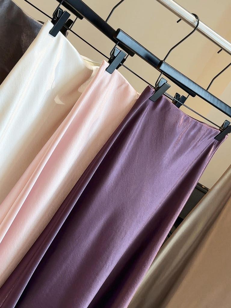 2025 High-Waisted Satin Mermaid Skirt - Women's Mid-Length A-Line in Autumn/Winter