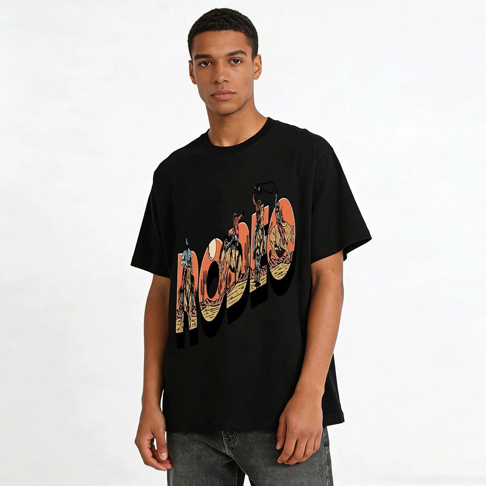 Vintage Rodeo Graphic Casual Short Sleeve T-Shirt Pure Cotton T-shirt