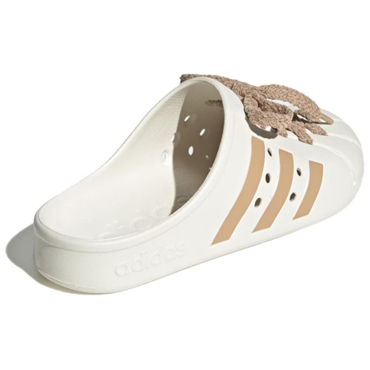 New Adidas ADILETTE CLOGS Composite Sole Abrasion Resistant Slip Resistant Closed Toe Slippers Unisex White Brown JQ2117
