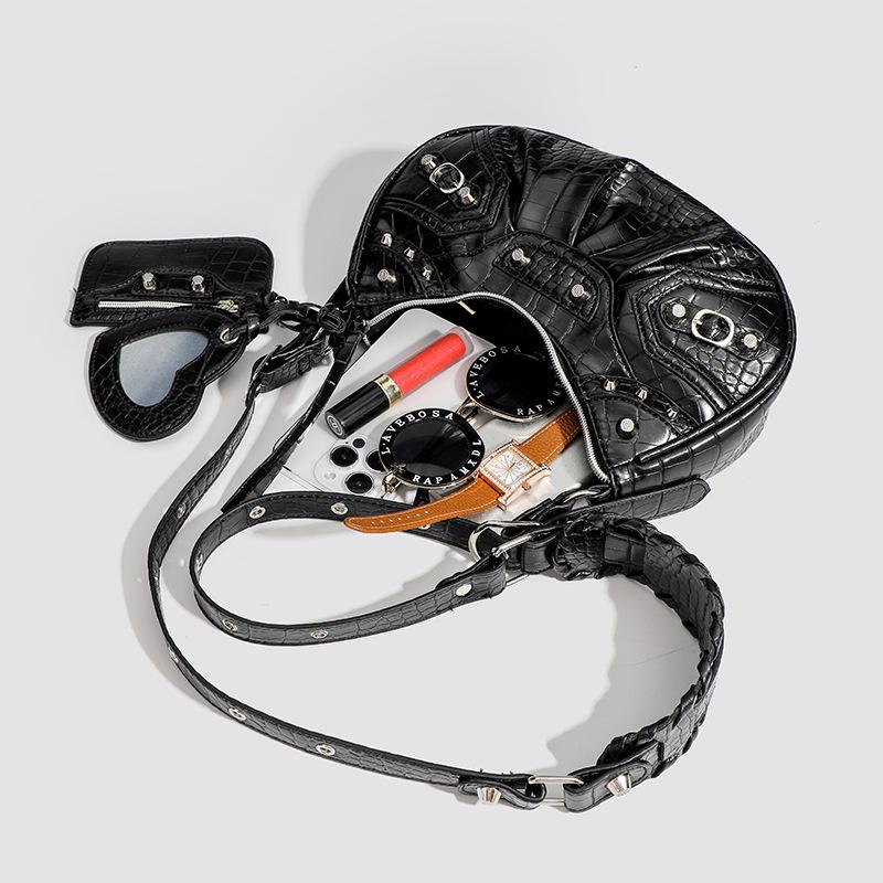 2024 Geantă la modă cu nituri la subrat: Stiluri versatile de mână, de umăr și Messenger